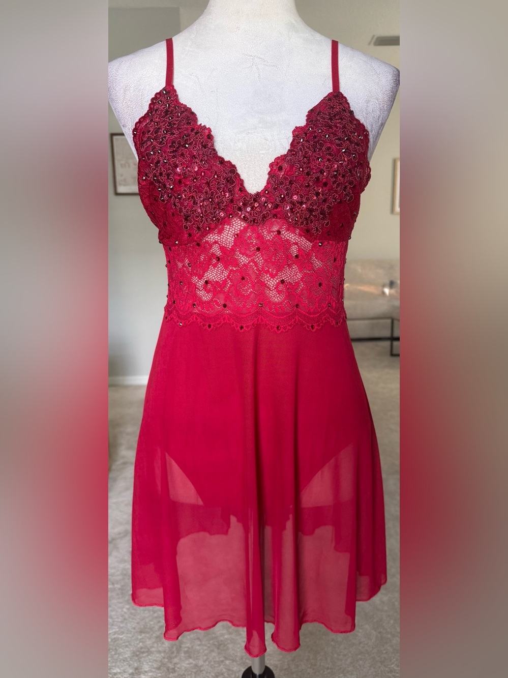 Dark Red Slip Dress Dance Costume